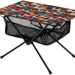 KLL Folding Outdoor Table Abstract Pattern Colorful Tropical Leaves Heavy Duty Light Stable Outdoor Tailgate Essentials for Picnic Camp Travel Camping Supplies Accessories